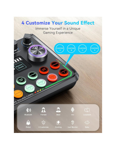 Interfaz de Audio USB Sinwe P99 con Mezclador y Efectos