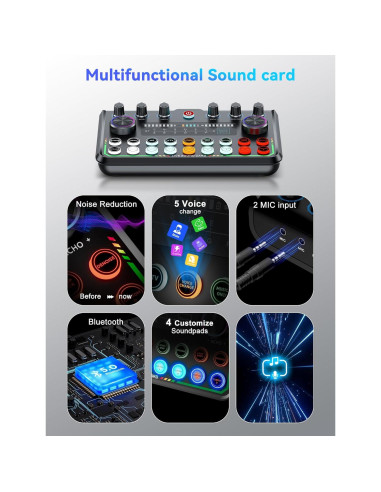 Interfaz de Audio USB Sinwe P99 con Mezclador y Efectos