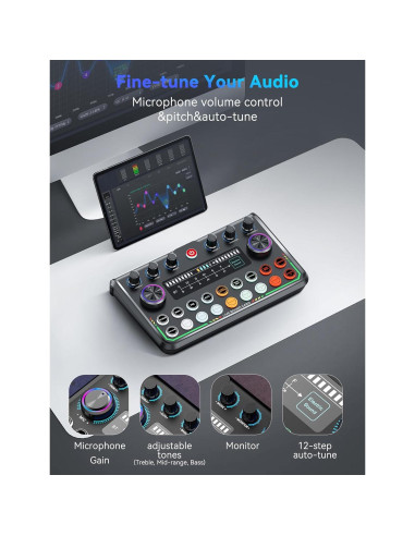 Interfaz de Audio USB Sinwe P99 con Mezclador y Efectos