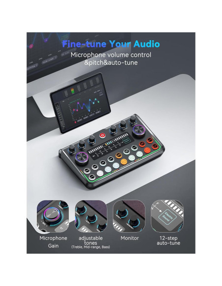 Interfaz de Audio USB Sinwe P99 con Mezclador y Efectos