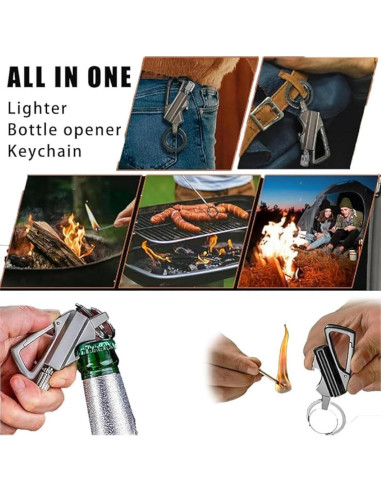 Encendedor de Llaveros Genérico Oro 3 en 1 Portátil y Reutilizable