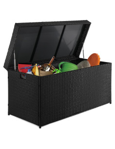 Caja de Almacenamiento Exterior VINGLI 132 Galones Rattan Negra
