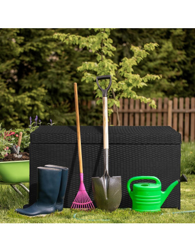 Caja de Almacenamiento Exterior VINGLI 132 Galones Rattan Negra
