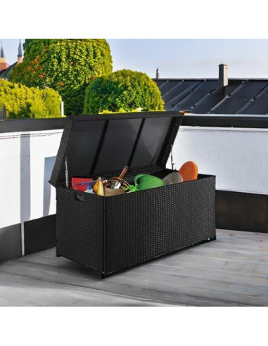 Caja de Almacenamiento Exterior VINGLI 132 Galones Rattan Negra