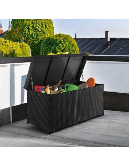 Caja de Almacenamiento Exterior VINGLI 132 Galones Rattan Negra
