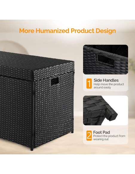 Caja de Almacenamiento Exterior VINGLI 132 Galones Rattan Negra