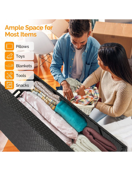 Caja de Almacenamiento Exterior VINGLI 132 Galones Rattan Negra