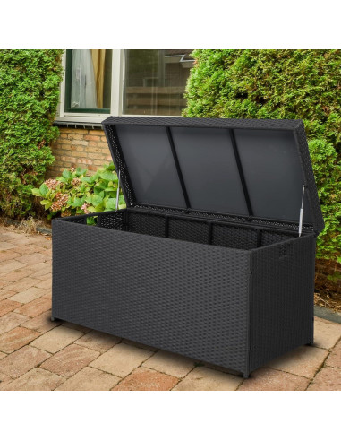 Caja de Almacenamiento Exterior VINGLI 132 Galones Rattan Negra