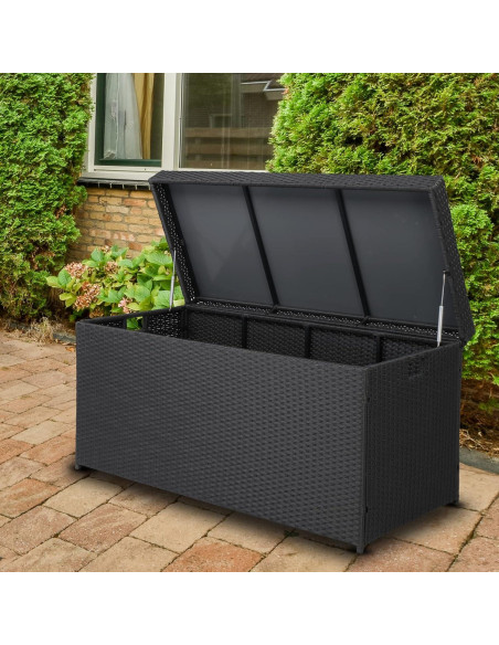 Caja de Almacenamiento Exterior VINGLI 132 Galones Rattan Negra
