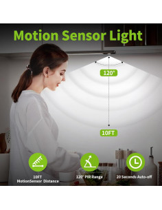 Luces Bajo Gabinete Luck Around, Paquete de 2, 76 LED, Sensor Movimiento, Recargables USB 2