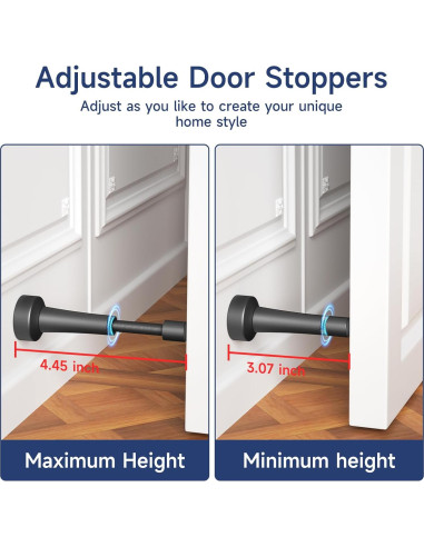 Tope de puerta ajustable Brieieziy negro mate 7.8-11.3cm