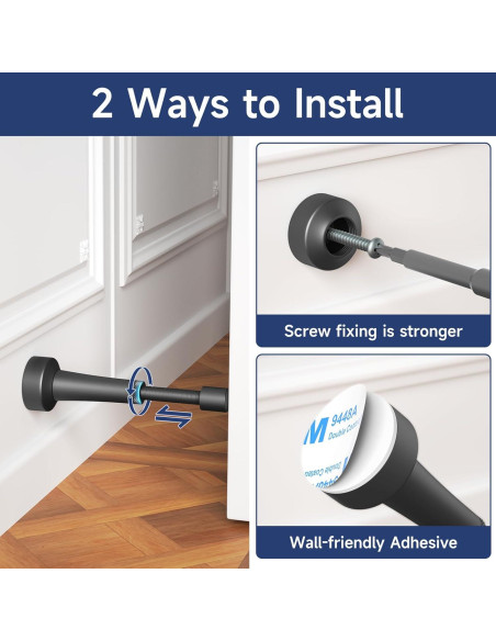 Tope de puerta ajustable Brieieziy negro mate 7.8-11.3cm