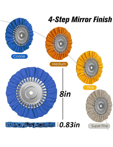 Kit de Pulido de Aluminio 9 Piezas Konvixon 20.32 cm