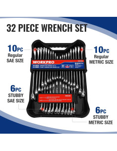 Juego de Llaves Combinadas WORKPRO 32 Piezas Acero Cr-V 2