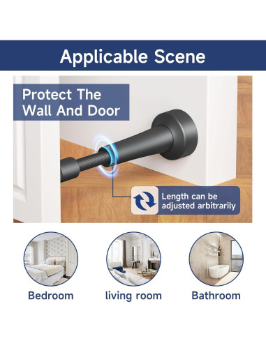 Tope de puerta ajustable Brieieziy negro mate 7.8-11.3cm