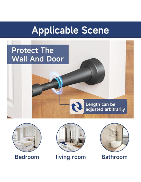 Tope de puerta ajustable Brieieziy negro mate 7.8-11.3cm