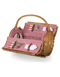 Cesta de Picnic de Mimbre Barrel Picnic Time para 2 - Rojo y Blanco