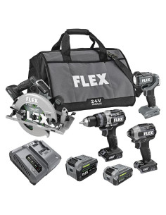 Kit de Herramientas Inalámbricas FLEX 24V - Taladro, Sierra, Luz
