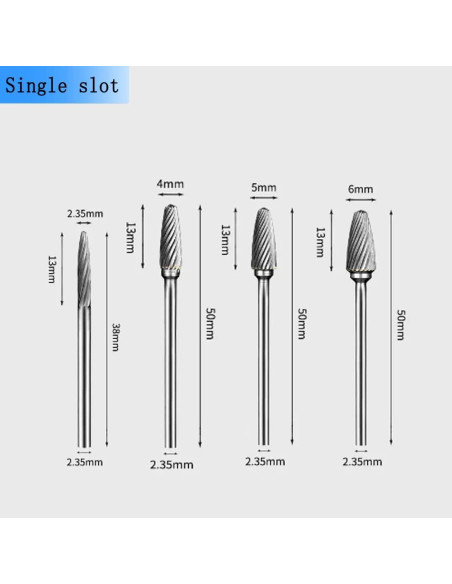 Juego de Fresas de Corte de Carburo Luo ke 4 Pcs 2.35 mm