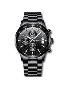 Reloj de acero inoxidable CRRJU 2214 para hombres, cronógrafo