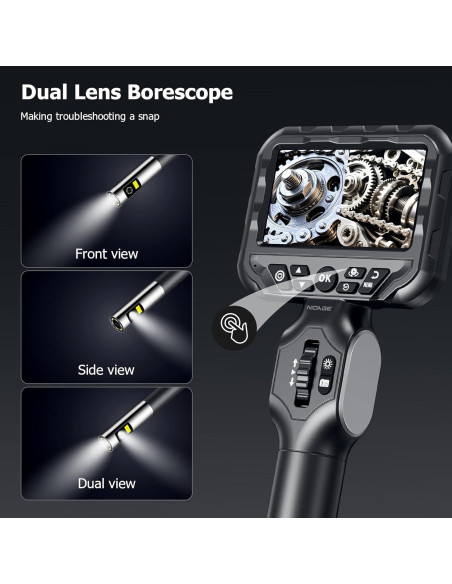 Endoscopio Articulado Doble Lente NIDAGE 1.62m HD Impermeable