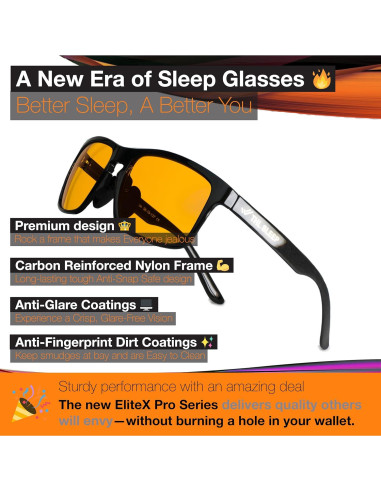 Gafas de bloqueo de luz azul EliteX Carbon naranja unisex