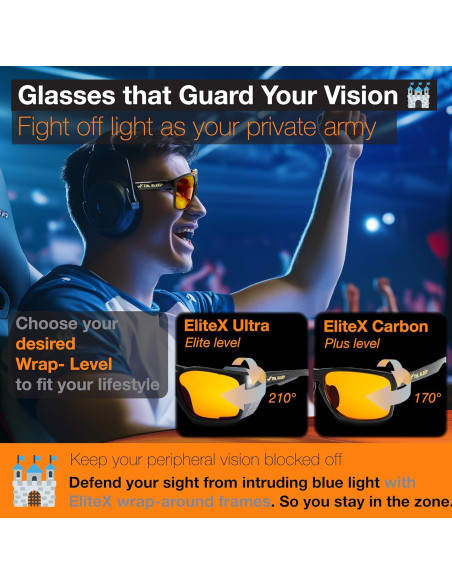 Gafas de bloqueo de luz azul EliteX Carbon naranja unisex