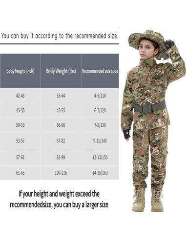 Disfraz Táctico Militar para Niños - Camuflaje Cp - 4-5 Años