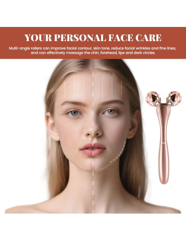 Rodillo de Masaje Facial 3D SZMDLX Oro Rosa, Antienvejecimiento
