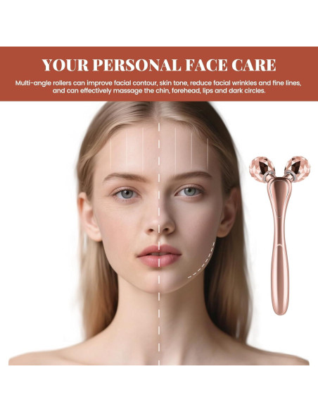 Rodillo de Masaje Facial 3D SZMDLX Oro Rosa, Antienvejecimiento