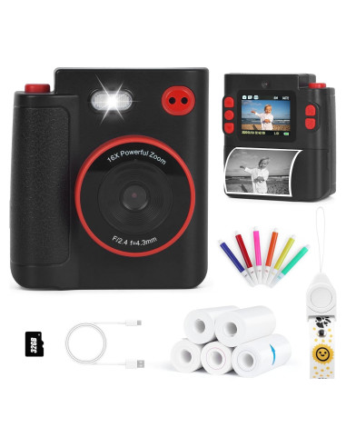 Cámara Instantánea Digital Cudinham 1080P para Niños - Negro