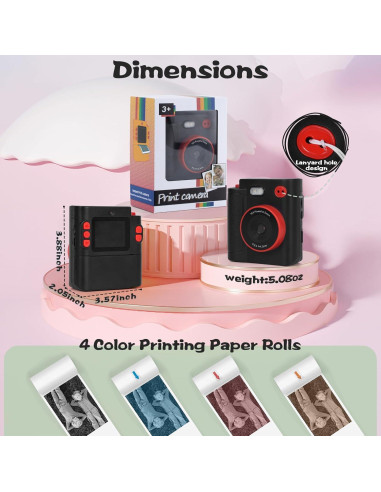 Cámara Instantánea Digital Cudinham 1080P para Niños - Negro