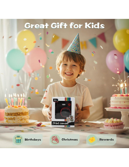 Cámara Instantánea Digital Cudinham 1080P para Niños - Negro