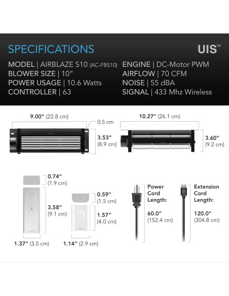 Ventilador de Chimenea AC Infinity AIRBLAZE S10 10 Velocidades