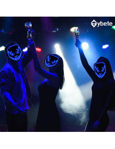 Máscara LED Iluminada Halloween Oybete Azul para Adultos 2