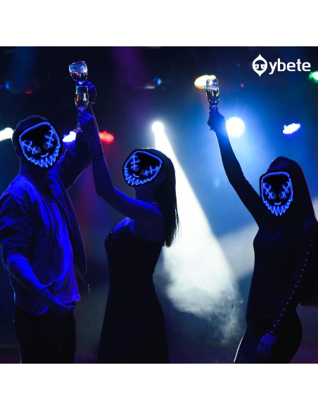 Máscara LED Iluminada Halloween Oybete Azul para Adultos