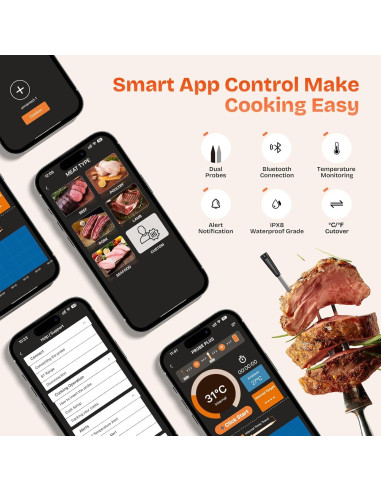 Termómetro de Carne Inalámbrico Joeuao FM2207 con 2 Sensores