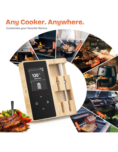 Termómetro de Carne Inalámbrico Joeuao FM2207 con 2 Sensores