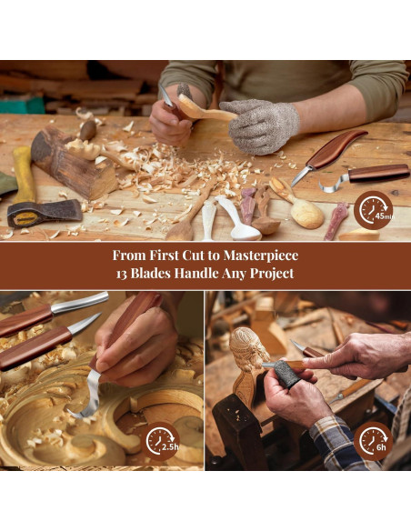 Kit de Tallado en Madera COZYGIFT 29 Piezas con Estuche