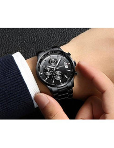 Reloj de acero inoxidable CRRJU 2214 para hombres, cronógrafo 2