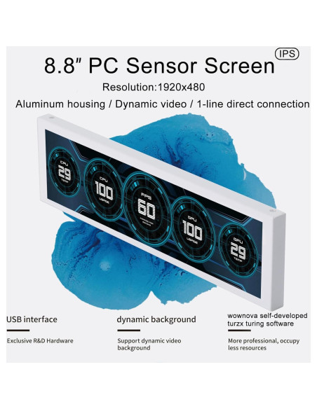 Monitor de Temperatura WOWNOVA 8.8" USB-C Pantalla Secundaria