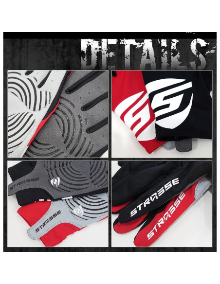 Guantes de Carreras STRASSE Rojo S - Ajuste Elástico y Ventilado