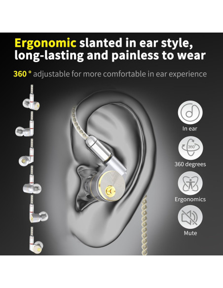 Auriculares Intrauditivos Taokftly HI1010 con Cable Desmontable