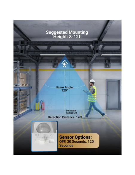 Luz LED de Taller Sunco 40W con Sensor de Movimiento - Paquete de 2