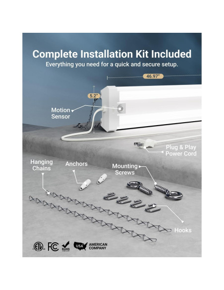 Luz LED de Taller Sunco 40W con Sensor de Movimiento - Paquete de 2