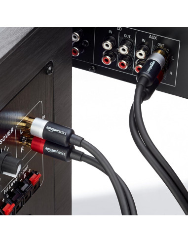 Cable RCA Estéreo Amazon Basics 1.22m Conectores Oro