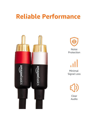 Cable RCA Estéreo Amazon Basics 1.22m Conectores Oro