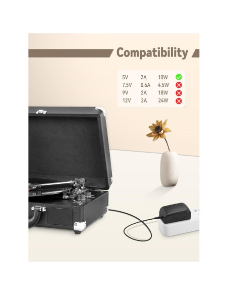 Cable de Alimentación 5V CC Compatible Victrola VSC-550BT