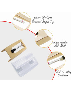 Agujas de Tocadiscos Reemplazo Oro para Crosley y Victrola - Paquete de 3 2
