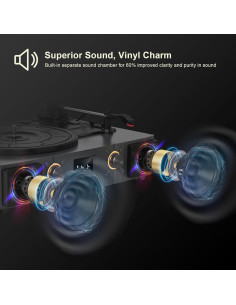 Reproductor de Vinilo Bluetooth VICTRESS TE-2032GY 3 Velocidades 2